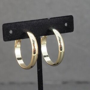 TJG Hoop Clip On Earring Medium Gold Tone Polished Classic Statement Vintage
